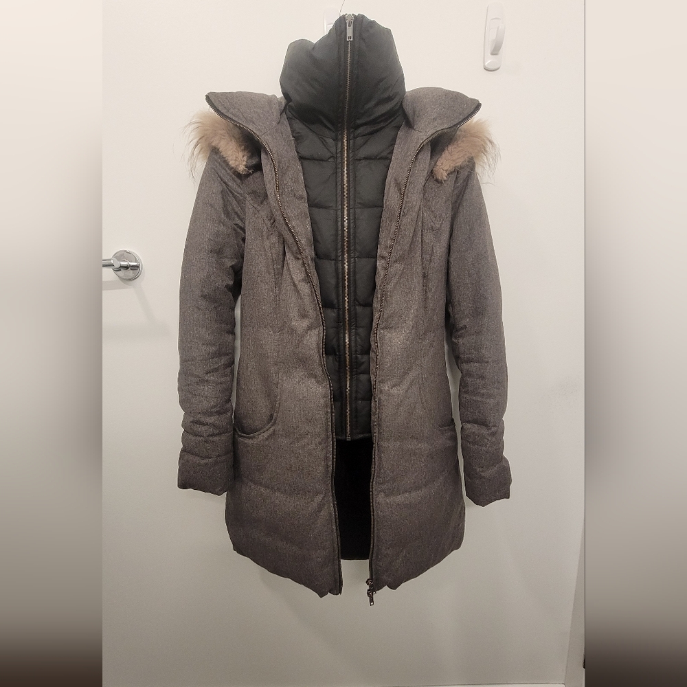 Soia & Kyo Winter Down Jacket Real Natural Fur Grey Size XS